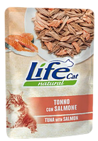 Консерва для кошек класса холистик LifeCat tuna with salmon 70g,ЛайфКет 70гр Тунец,лосось