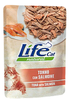 Консерва для котів класу холистик LifeCat tuna with salmon and carrots 70g,ЛайфКет 70гр Тунець,лосось,морква