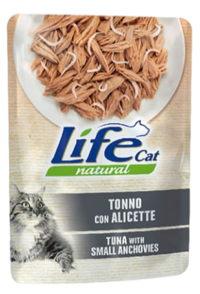 Консерва для кішок класу холістик LifeCat Tuna with small anchovies 70g,ЛайфКет 70 г Тунець з анчоусами