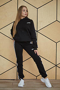 Жіночий спортивний костюм теплий тринитка з начосом Adidas зимовий стильний прогулянковий повсякденний