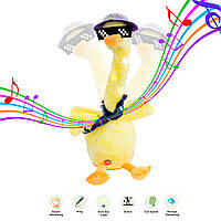 Интерактивная игрушка повторюшка - танцующая утка с очками, мягкая музыкальная игрушка Dancing duck (TO)