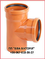 Тройник канализационный 110 х 110 х 110 х 90º х 3,2 мм Инсталпласт для наружной канализации из ПВХ (Украина)