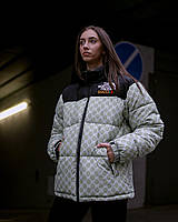 Женская куртка зимняя The North Face xx Gucci хаки Пуховик женский теплый до -25°С TNF