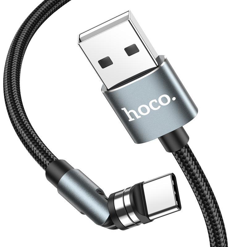 USB кабель магнитный вращающийся Hoco U94 Rotating Type-C Black 1.2m - фото 2 - id-p1509566928