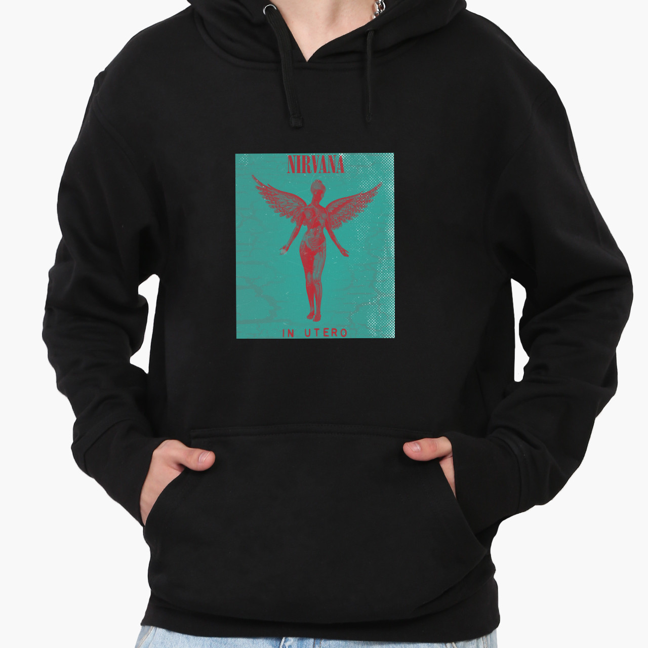 Худі кофта чоловічий Нірвана (Nirvana) Кенгуру Чорний, фото 1