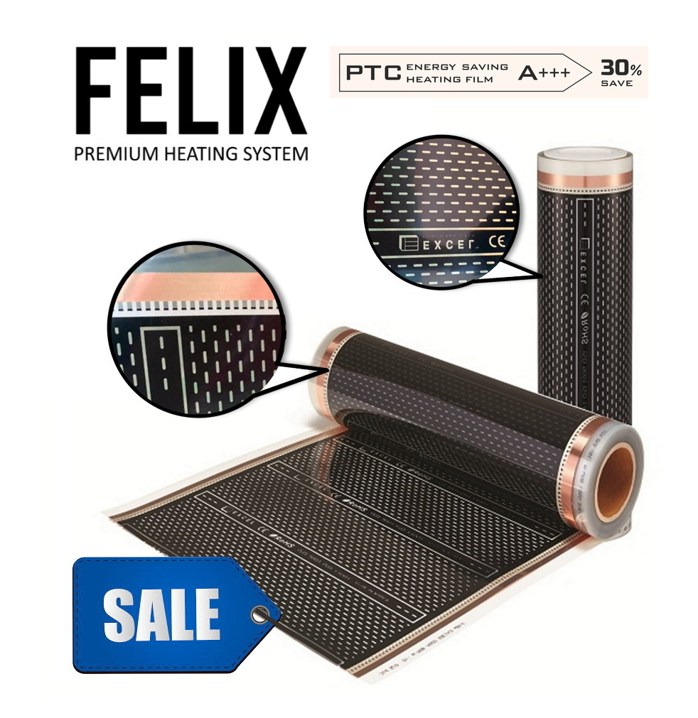 Рулон 100м2 Плівкова тепла підлога Felix Platinum 310 PTC Корея Автономне опалення 4го покоління