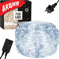 Светодиодная гирлянда уличная Springos Гибкий шнур Rope Light Дюралайт лента для дома 30 м 720 LED Cold White
