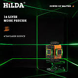 Лазерний рівень Hilda 4D 16 ліній 2022 + Пульт + Штатив 1 м з поворотною ручкою БЕСПЛАТНА ДОСТАВКА, фото 9