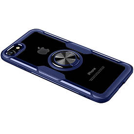 TPU+PC чохол Deen CrystalRing for Magnet (opp) для Apple iPhone 7 / 8 / SE (2020) TPU+PC, Кільце-тримач, Безбарвний / Синій