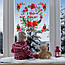 Різдвяний вінок Новорічні наклейки (З новим роком квіти різдвяна зірка на вікно) 600х600мм матова, фото 3