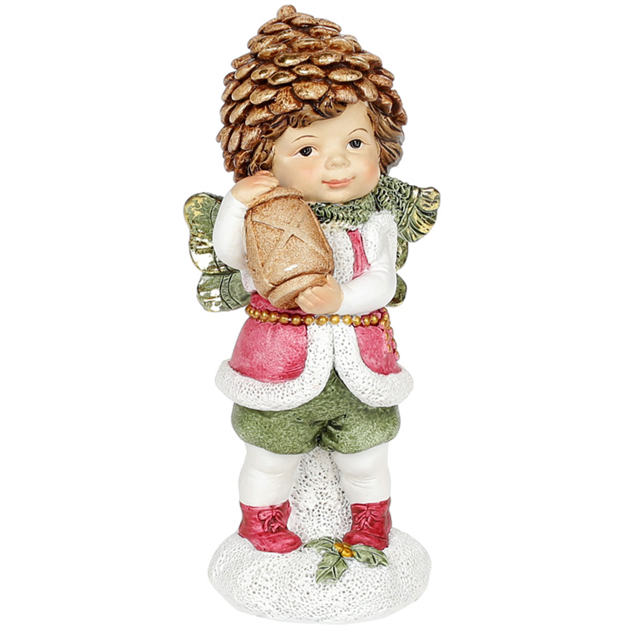 Новорічна фігурка (статуетка) Різдвяний Ельф 14,5 см Декоративна статуетка Малюк з ліхтарем
