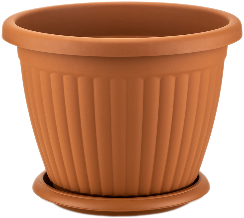 Горщик для квітів з піддоном Kemer 1,5 л теракотовий, фото 1
