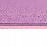 Килимок (мат) для йоги та фітнесу Springos TPE 6 мм YG0015 Purple/Pink, фото 3