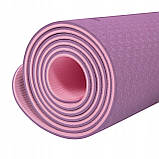 Килимок (мат) для йоги та фітнесу Springos TPE 6 мм YG0015 Purple/Pink, фото 7