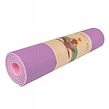 Килимок (мат) для йоги та фітнесу Springos TPE 6 мм YG0015 Purple/Pink, фото 9