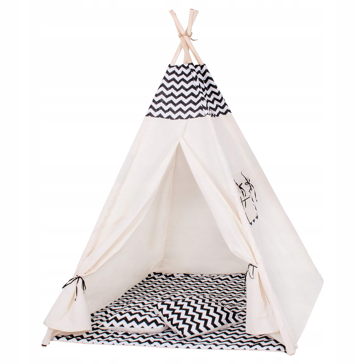 Дитячий намет (вігвам) Springos Tipi XXL TIP02 White/Black