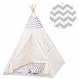 Дитячий намет (вігвам) Springos Tipi XXL TIP03 White/Grey, фото 3