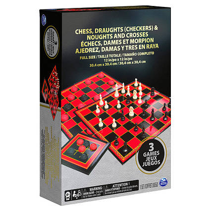 Набір з трьох настільних ігор Шахи, шашки та хрестики-нулики