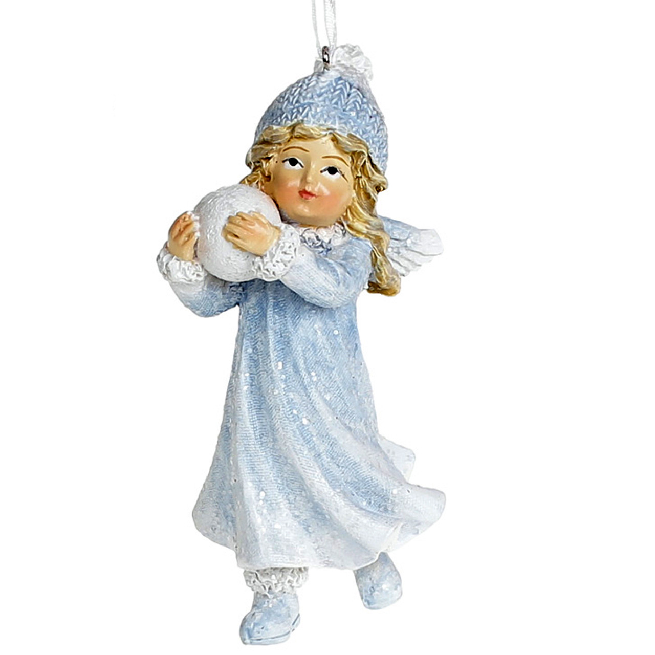 Різдвяний підвісний декор Ангел 8,5 см Новорічна іграшка на ялинку Подарунок дівчинці на Миколая