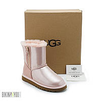 UGG Double Zip Classic Pink Угги женские на молнии пудровые