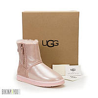 UGG Double Zip Classic Pink Угги женские на молнии пудра