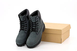 Чоловічі черевики Timberland Classic Boots Grey сірого кольору на хутрі (Сірі черевики Тімберленд)