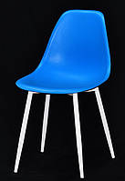 Стул Nik Metal-WT голубой 51, пластиковый стул на белых металлических ножках Eames стиль модерн