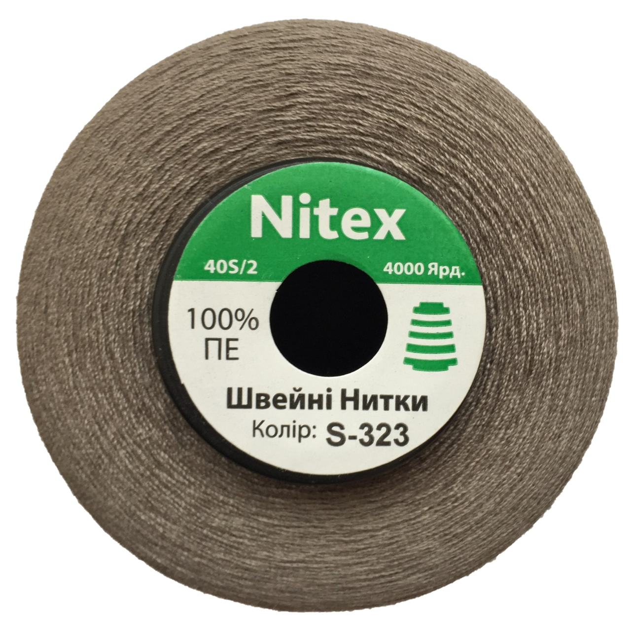 Швейна нитка 100% PE 40/2 колір S-323 сірий (боб 4000ярдов)