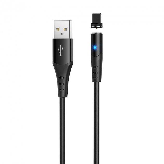 Кабель Usb Lightning HOCO X60 2.4 A 1m (круглий,magnetic) Black, фото 1
