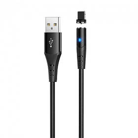 Кабель Usb Lightning HOCO X60 2.4 A 1m (круглий,magnetic) Black