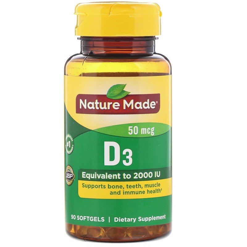 Nature Made, Vitamin D3, 50 mcg, 90 Softgels