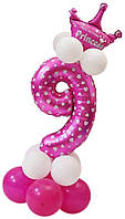 Святкова цифра 9 UrbanBall з повітряних кульок для дівчинки Рожевий (UB348)