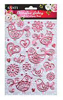 Набір декор. стікеров із тисненням фольгою "Santi" "Пташки" 140х210мм №741280