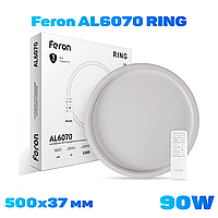 Накладной светодиодный светильник-люстра Feron AL6070 RING 90W 5300Lm 3000K-6000K 500*37mm