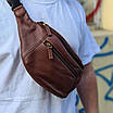 Бананка чоловіча з натуральної шкіри поясна сумка стильна зручна зручна якісна Катана, фото 6