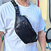 Бананка чоловіча з натуральної шкіри поясна сумка стильна зручна зручна якісна Катана, фото 5
