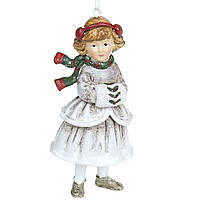 Підвісний декор на ялинку дівчинка з муфтою 12 см Новорічна фігурка Подарунок на св. Нікола