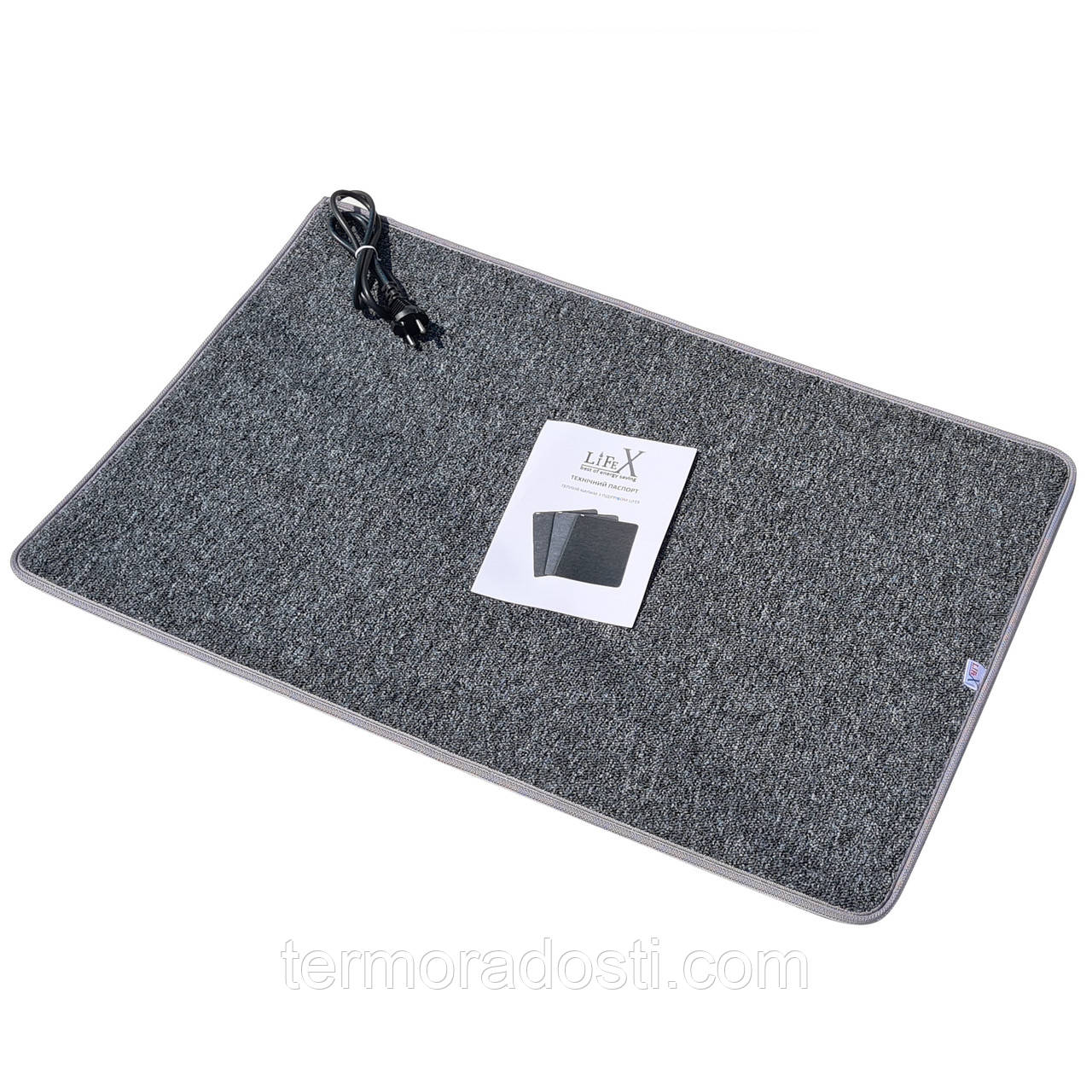 Електричний килим з підігрівом LIFEX WC 100x130 см Сірий | Мобільна тепла підлога Warm Carpet