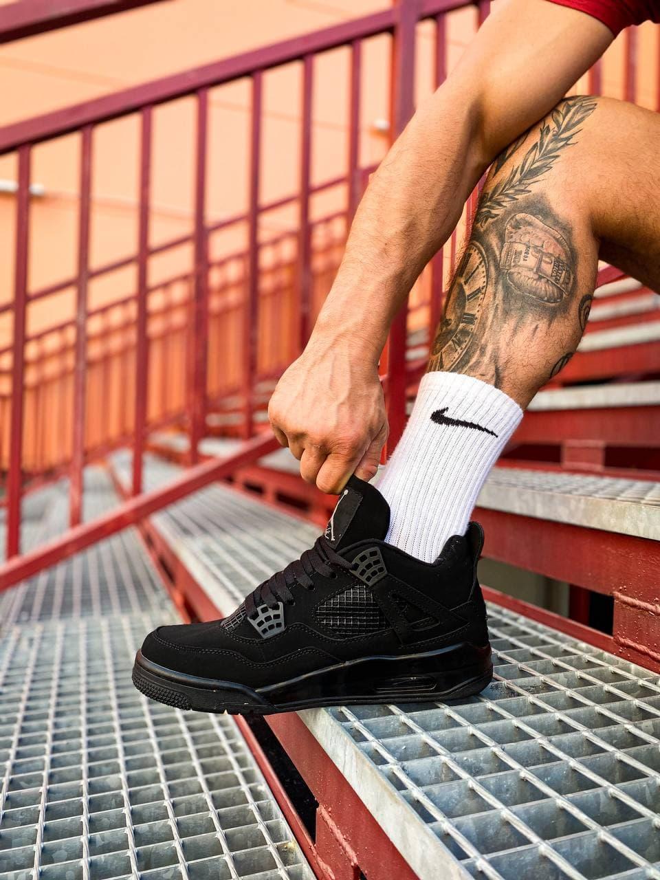 Мужские кроссовки Nike Air Jordan 4 Retro (черные) К7742 спортивные молодежные кроссы