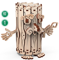 Іграшка механічна дерев'яна 3D-модель "Лісовичок-скарбничка" №10605/ПлейВуд/