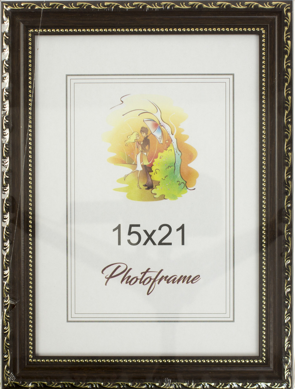 Фоторамка 15х21 №2,5-086 темний шоколад з золотим візерунком (24)