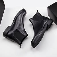 Челси черные кожаные с байкой Horton 097-1b