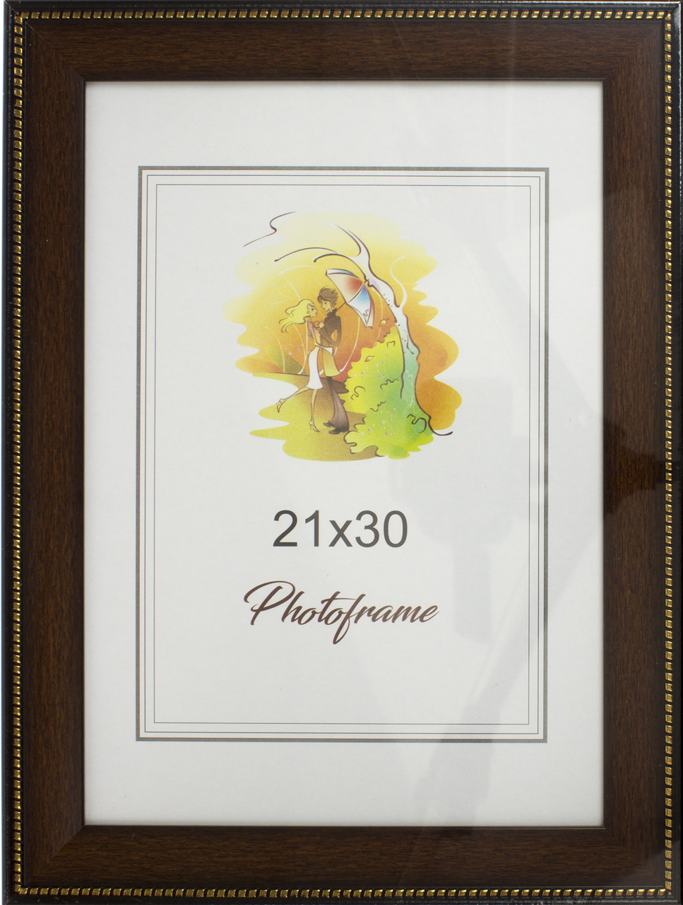 Фоторамка 21х30 №4-045 червоний дуб золотою каймою (18)