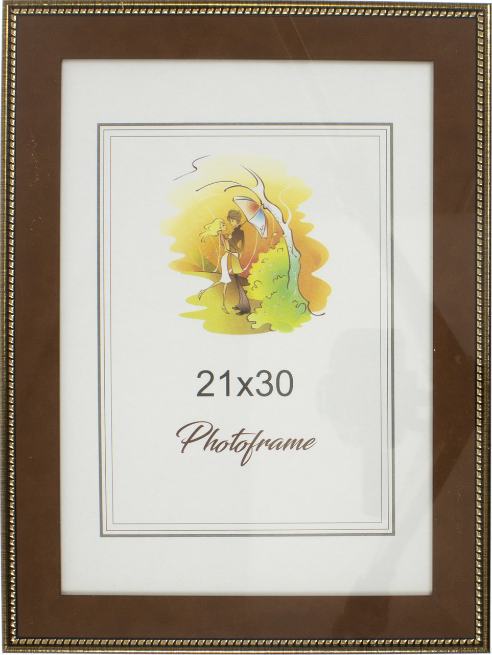Фоторамка 21х30 №4-042 коричнева з золотою каймою (18)