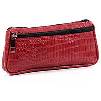 Шкіряна косметичка 02 червоний облямівка