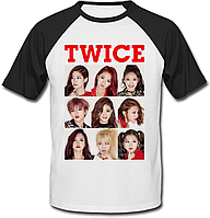 Футболка Twice - Collage Members (белая с чёрными рукавами)