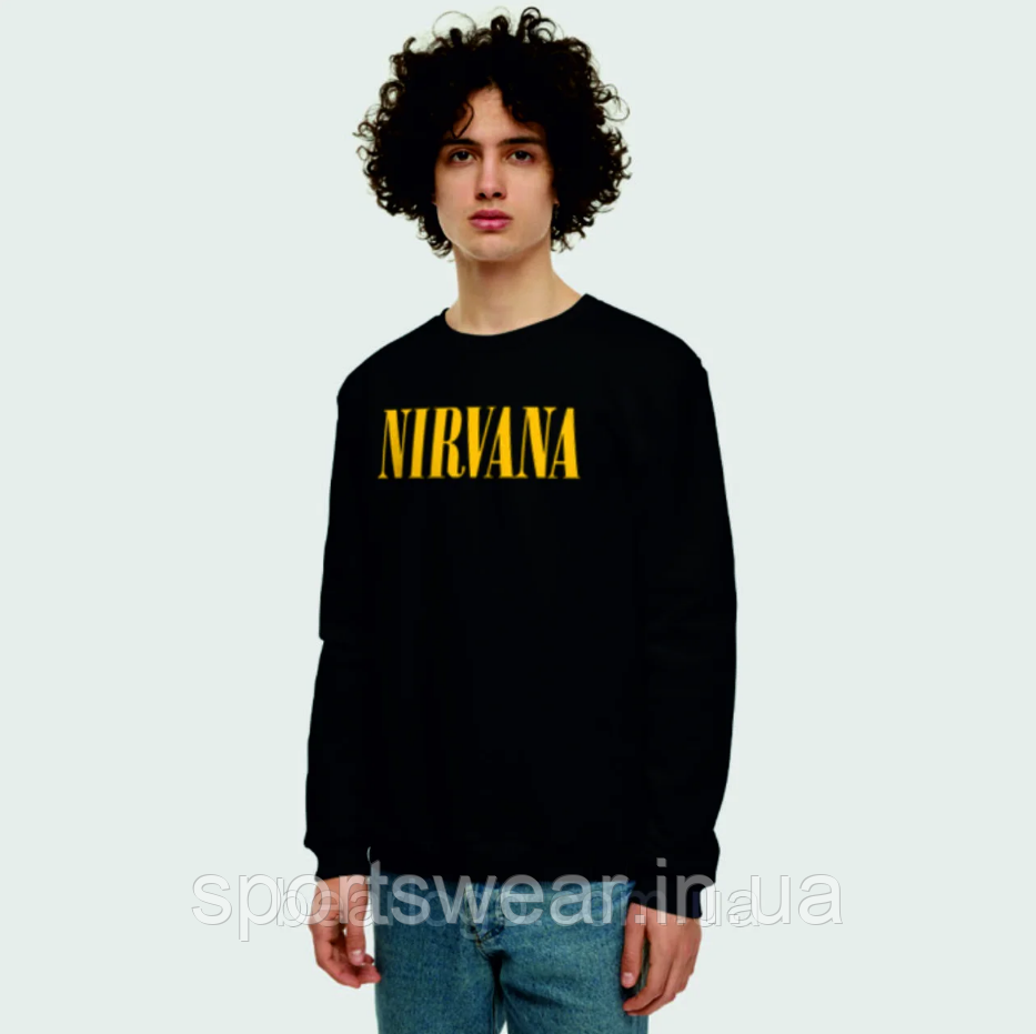 Світшот Nirvana Sweatshirt чорний з принтом Нірвана Пайта Кофта чоловіча, жіноча, підліткова Светр бавовна