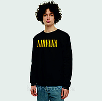 Свитшот Nirvana Sweatshirt черный с принтом Нирвана Пайта Кофта мужская, женская, подростковая Свитер хлопок