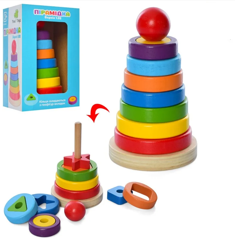 Дерев'яна іграшка Пірамідка тварини MD 2420, фото 1