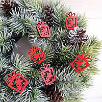 Подарунок червоний дерев'яний 4.5 см